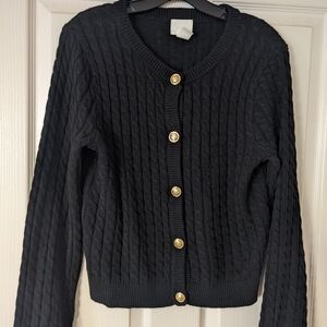 H&M Black Cardigan with Gold Buttons